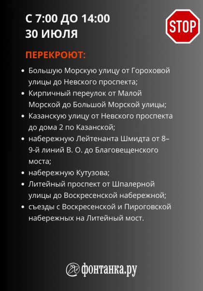 Парадный строй кораблей и гости из Африки. Что перекроют в Петербурге и Кронштадте ко Дню ВМФ