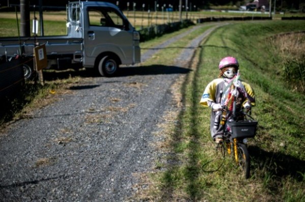 Жители японской деревни мастерят тряпичных кукол и выставляют их на улице